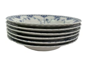 JUEGO COMPLETO DE ENCAJE ACANALADO AZUL REAL COPENHAGEN 6 CUENCOS DE SOPA CON BORDES 1170 1er Q 7,75"D - Imagen 1 de 24