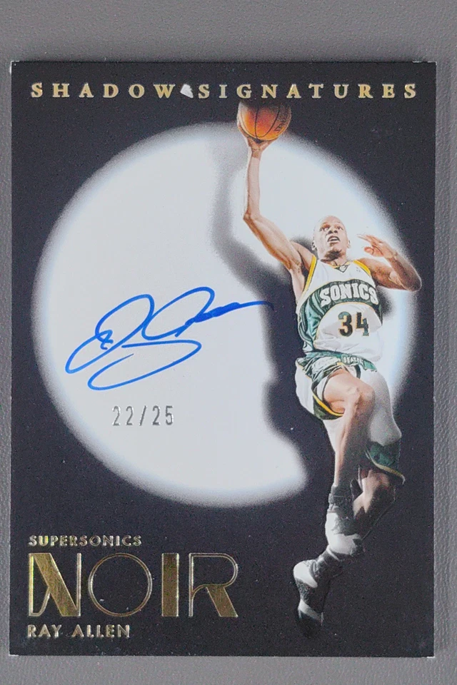 2024-25 Panini Noir Ray Allen Shadow Signatures Auto /25 #SHA-RAY - Image 1 of 4