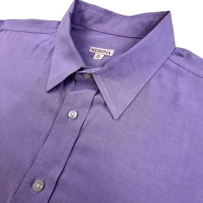 Merona Dress Shirt Men's XL Purple Long Sleeve Cotton Oxford Casual - Image 1 of 4