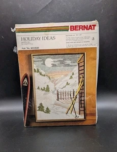Bernat Needlepoint Kit 18" X 25" Apres Ski Quickstitch Kit 1981 WO2041 - Picture 1 of 4