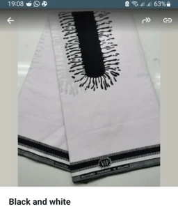 African Fabric Ankara Wax Print 100% Cotton 6 Yards Sewing Material Black White - Picture 1 of 1