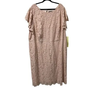 Roamans Women's Lace Sheath Dress with Flutter Sleeves Special Occasion Size 30W - Picture 1 of 8