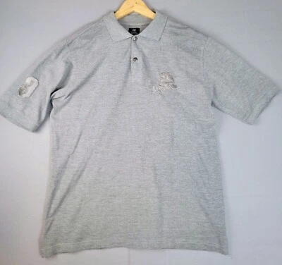 Camisa Polo Y2K Preppy Talla L Bordada León #9 Gris Mezcla de Algodón Para Hombres Marca PJ  Foto 1 de 4