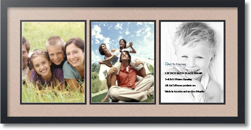 ArtToFrames Collage Mat Marco de Fotos 3 8.5x11" Aberturas Negro Satinado 28 Foto 1 de 1