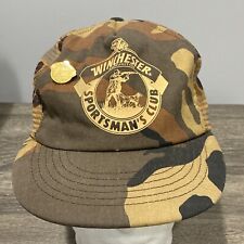 Winchester Ammunition Firearms Sportsmans Club Brown Camo Snapback Hat Cap 80s