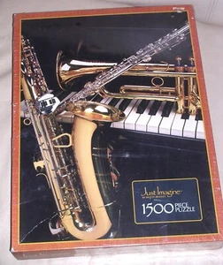 NEW 1986 HTF All That Jazz Piano Trombone Trumpet 1500 Puzzle Piece Just Imagine - Picture 1 of 9