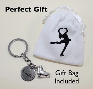 CRS Cross Ice Skating Skates Keychain/ Bag tag, Gift for Figure Skater Silver - Picture 1 of 5