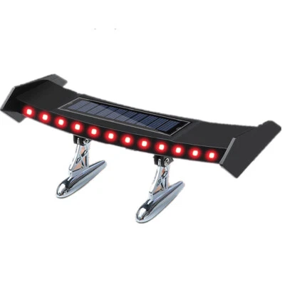 Car Solar Tail Light Rear Spoiler LED Flash Red Lamp Safety Warning Accessories - Image 1 of 4