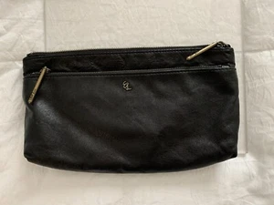 Elliott Lucca Black Leather Crossbody Clutch Bag with Removable Strap (missing) - Picture 1 of 14