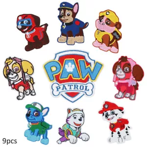 9Pcs PAW Patrol Embroidered Iron on Patches, DIY Sew On Applique Patch Badge~ - Picture 1 of 5