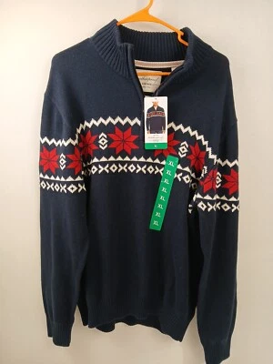 Weatherproof Vintage Men's Snowflake 1/4 Zip Holiday Sweater Blue Size XL - Image 1 of 4