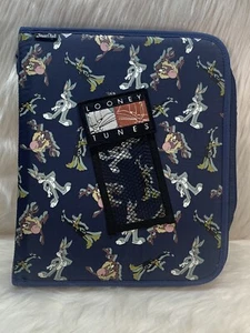 Vtg 1998 Looney Tunes Binder Stuart Hall Blue 3 Ring Bugs Bunny Taz Daffy Duck - Picture 1 of 13