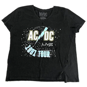 AC/DC Band Tee Size XL Black 1981 Live Tour Graphic Shirt Short Sleeve Top - Picture 1 of 6