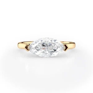 14K Gold Engagement Ring With 1.50ct Marquise Lab Grown Diamond Solitaire Band - Picture 1 of 11