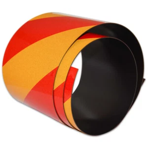 Cinta reflectante magnética FLURO 1M x 100 mm x 0,8 mm rayas rojas y amarillas de alta visión - Imagen 1 de 3