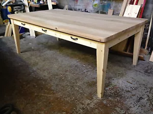 BESPOKE HANDMADE OAK AND PINE TABLE - DINING / KITCHEN 25MM THICK OAK TOP - Picture 1 of 2