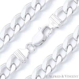 Pulsera de cadena italiana cubana/eslabón acero de 14 mm en Italia sólida plata esterlina 925 - Imagen 1 de 2