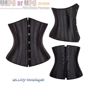 28X Spiral Steel Boned Waist Trainer Brocade Lace Up Underbust Corset Shapewear