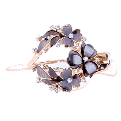 Grampo de cabelo feminino flor diamante formal grosso fino suporte rabo de cavalo - Imagem 1 de 4