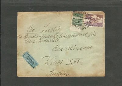 CZECHOSLOVAKIA TO AUSTRIA, AIR MAIL COVER, 1936, LIBERNEK CANCEL, VG - Image 1 of 2