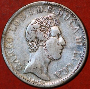 1837 Italienische Staaten Republik Lucca 2 Lire Carlo Ludovico I KM# 41 - Bild 1 von 2