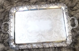 E.G. Webster Very Large Silverplate Tray. 23 x 17 Footed. Hand Tooled Decoration - Picture 1 of 11