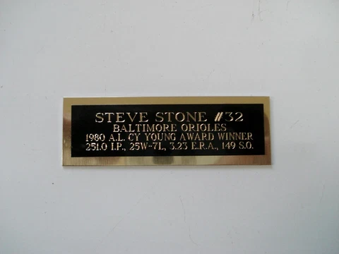 Steve Stone Orioles 1980 Cy Young Baseball Card Plaque Nameplate 1" X 3" Cover