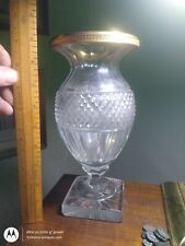 Highly Cut Glass  Irish square base vase