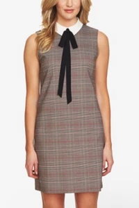 CeCe Plaid Print Point Collar Shift Dress, Size-8 Academia Versatile Festival - Picture 1 of 19