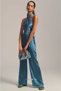 NEW XL Anthropologie Elliatt Begonia Jumpsuit Cadet Blue $250 SOLD OUT - Picture 1 of 5