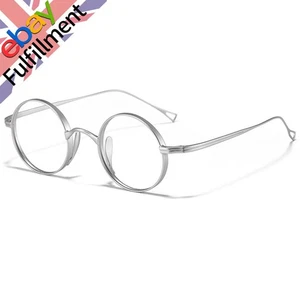 Round Vintage Titanium Eyeglasses Frames Mens Womens Classic Retro Spectacles a - Picture 1 of 6
