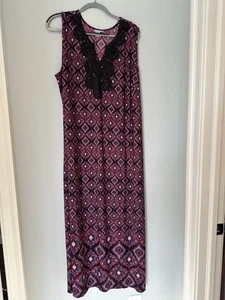 Catherines Women's Sleeveless Tank Maxi Dress Pink Multicolor in Plus Size 3X - Picture 1 of 4