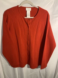 Cárdigan rojo Designers Originals, suéter XL para mujer, tejido Luxelon vintage - Imagen 1 de 7