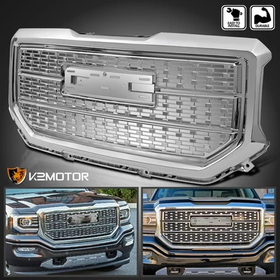 Fits 2016-2018 GMC Sierra 1500 Base SLT Denali Chrome Mesh Style Hood Grille - Imagem 1 de 4