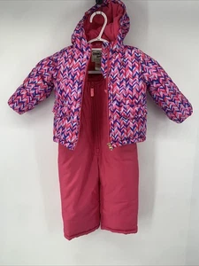 Osh Kosh Mädchen Skijacke und Schneelatz Schneeanzug Pink Chevron Set 24 Monate - Bild 1 von 11