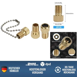 Messing Fahrradventil Adapter 3er Set universell mit Dichtungsring, Kupfer, A... - Bild 1 von 12