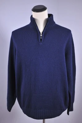 Blumarine Uomo Wool 1/4 Zip Pullover Navy Men's XXL - Image 1 of 4