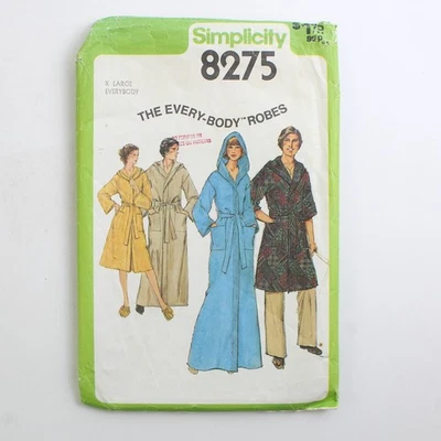 Vtg Simplicity 8275 Everybody Robes Patterns Unisex Adult Size X Large (1977) - Image 1 of 4