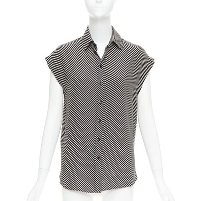 SAINT LAURENT 2015 100% silk diagonal striped sleeveless blouse FR34 XS - Image 1 of 4