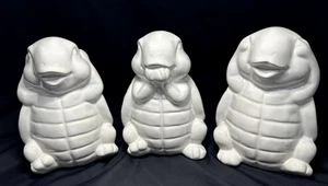 Hear Speak See No Evil 7" Cerámica Tortugas Blanco Jardín Patio Regalo Concha Playa - Imagen 1 de 11