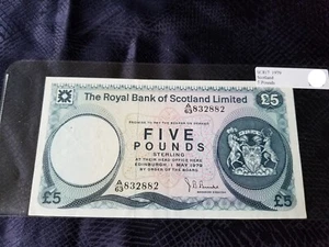 Scotland 5 Pounds 1979 SC817 Almost Uncirculated Serial #A63 832882 - Picture 1 of 2