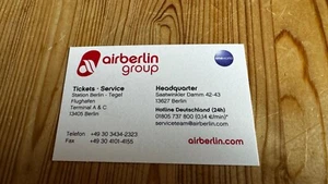 Air Berlin Visitenkarte Air Berlin Ticket Service Aviation Luftfahrt Airline - Bild 1 von 3
