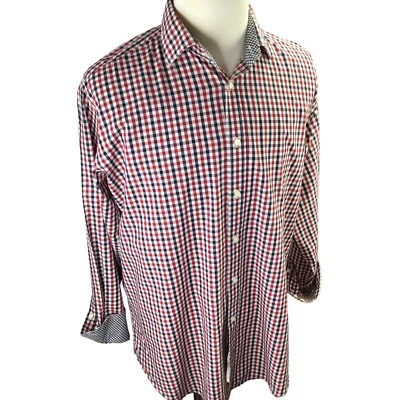 Jack Stone Thomas Dean Check Plaid Long Sleeve Contrast Flip Cuff Size XL - Image 1 of 4