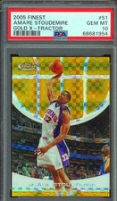 2005 FINEST GOLD X-FRACTOR REFRACTOR PRIZM #2/29 AMARE STOUDEMIRE PSA 10 POP 1/1