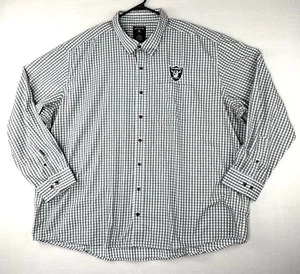Antigua Las Vegas Oakland Raiders Shirt Men's 4XL Long Sleeve Button-Down Check - Picture 1 of 11