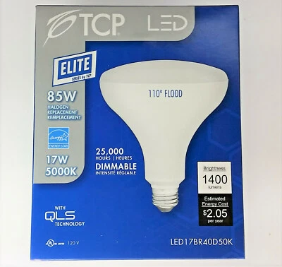 TCP Elite LED17BR40D50K 17 Watt (85W Equal) BR40 5000K Dimmable LED Light Bulb - Image 1 of 4