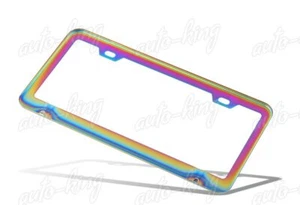 1PC NEO CHROME STAINLESS STEEL LICENSE PLATE FRAME HOLDER COVER FRONT OR REAR - Picture 1 of 4