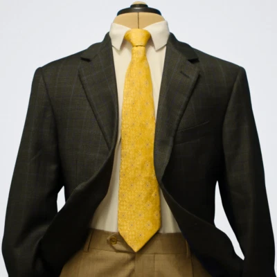 Recent Coppley Sport Coat 44R Tartan Windowpane Reda Super 130s Wool 2 Button - Image 1 of 4