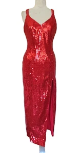 Vestido de Colección L.A. Glo Rojo Lentejuelas Columna S Mujer Jessica Conejo Vestido - Imagen 1 de 8