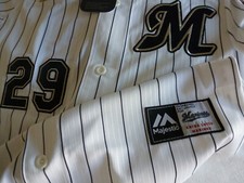 NEW MAJESTIC Japan NPB CHIBA LOTTE MARINES Baseball Jersey White Pinstripes MED